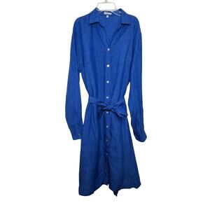 Women's Rafael Positano 100% Linen Dress Blue XL